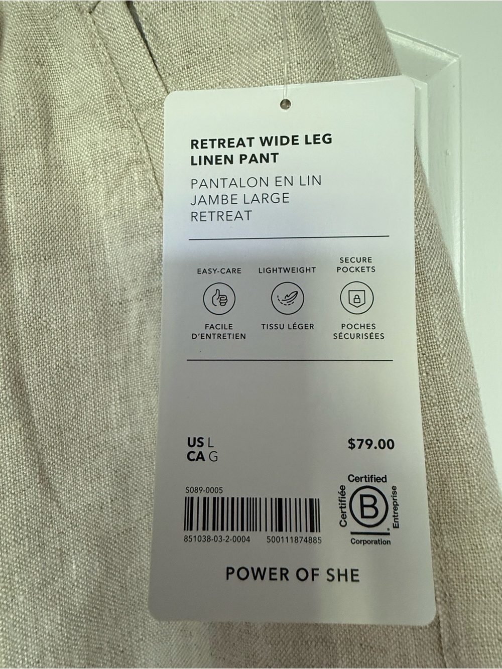 NWT Athleta Retreat Beige 100% Linen Wide Leg Drawstring Pants - Picture 7 of 8